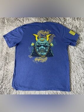Nine Line Apparel Samurai Dragon Graphic T-Shirt Blue Men’s Large Military